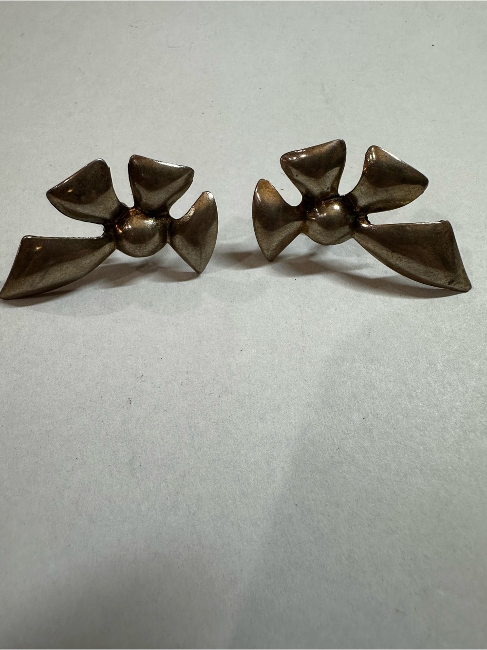Vintage Mid-Century Sterling Silver Fan Flower Screw Back Earrings